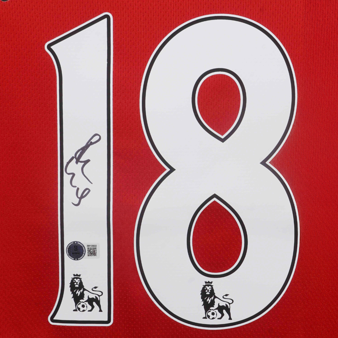 Paul Scholes Signed Manchester Utd Home Soccer Jersey #18 with Beckett Witness